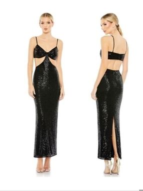 Mac Duggal Black Sequin Cutout Evening Dress SIZE 2 NWT 70130